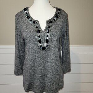 Gray embellished rafaella studio top Size M